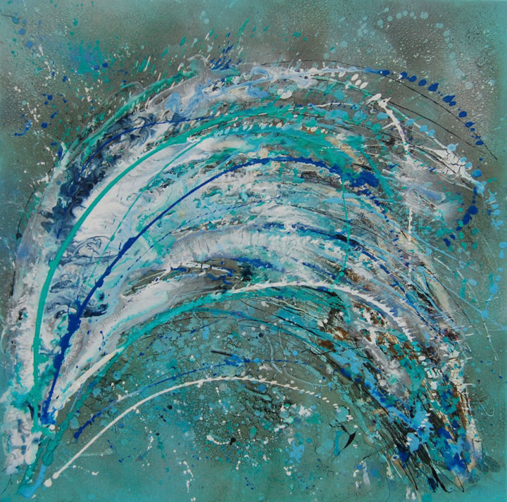 Malerei mit dem Titel "Neptune's Odyssey 8" von Rachel Mccullock, Original-Kunstwerk, Acryl