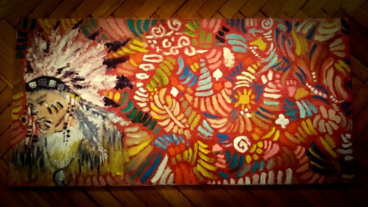Painting titled ""Red Dance"" by Rachel Sh, Original Artwork, Acrylic Mounted on Wood Stretcher frame