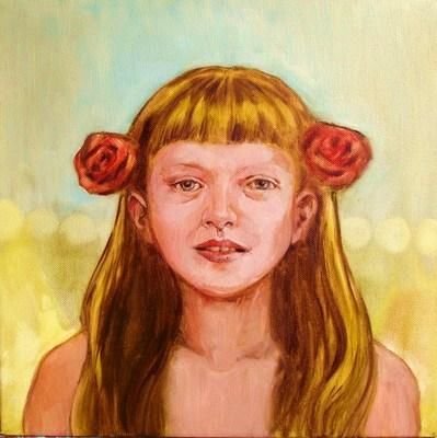 Painting titled "Isabel with Roses" by Rachel Aponte, Original Artwork