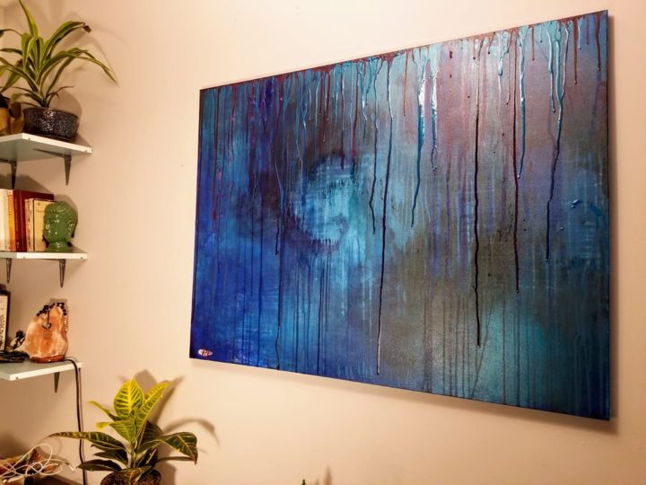 Painting titled "Deep ocean frequenc…" by Rachelle Yacoub, Original Art, Acrylic
