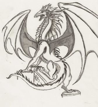 Dessin intitulée "Dragon" par Raw, Œuvre d'art originale