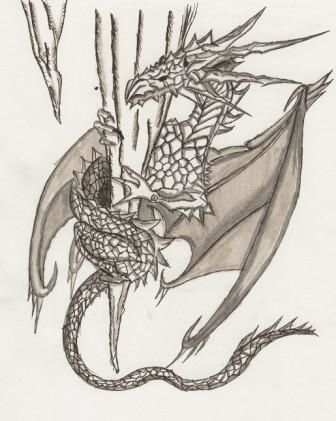 Drawing titled "Ice Dragon" by Raw, Original Artwork