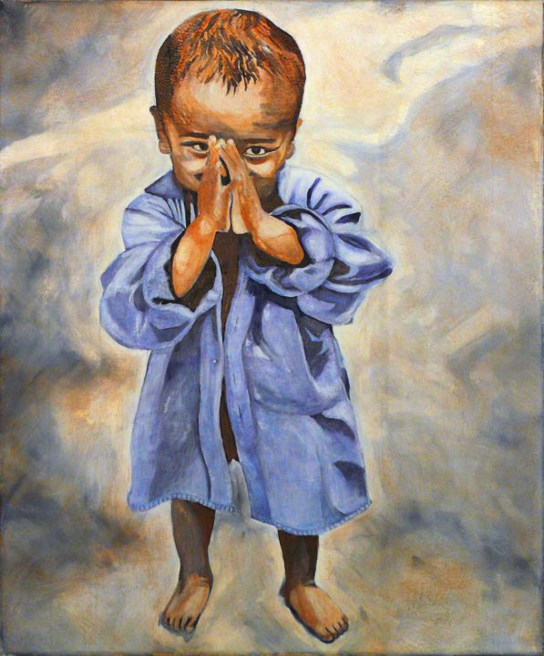 Peinture intitulée "enfant.jpg" par Rachida Bey, Œuvre d'art originale, Huile