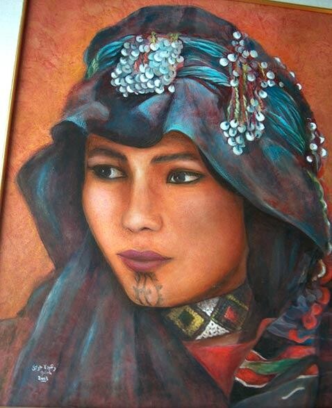Peinture intitulée "La berbère" par Rachida Gaieb, Œuvre d'art originale