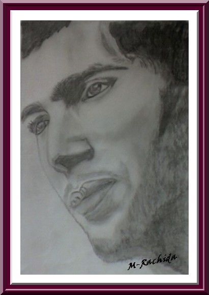 Drawing titled "zizou2.jpg" by Rachida M, Original Artwork, Charcoal