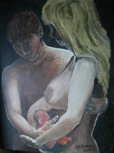Peinture intitulée "famille" par Roger Adans, Œuvre d'art originale,