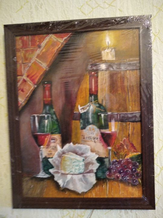 Painting titled "Вино" by Алла Радецкая, Original Art, Oil
