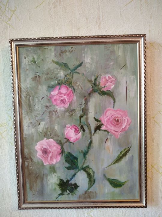 Painting titled "Розы" by Алла Радецкая, Original Art, Oil