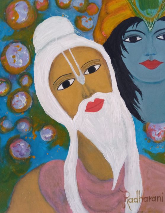 Painting titled "O sábio Vyasadeva e…" by Radharani, Original Artwork, Acrylic