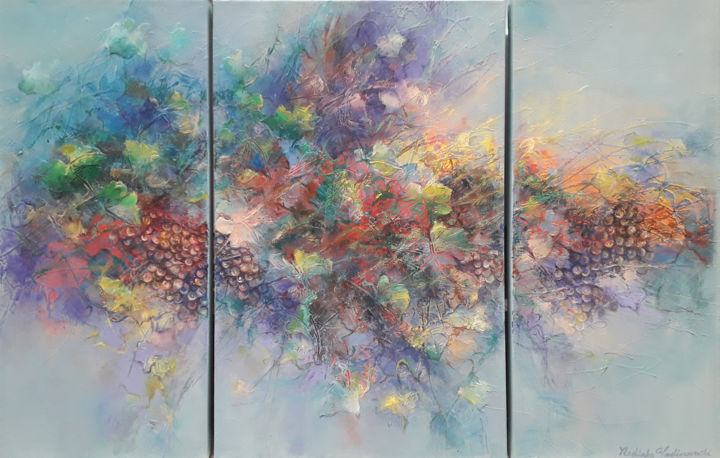 Peinture intitulée "triptych grape vine" par Radinka Gardinovacki, Œuvre d'art originale, Huile