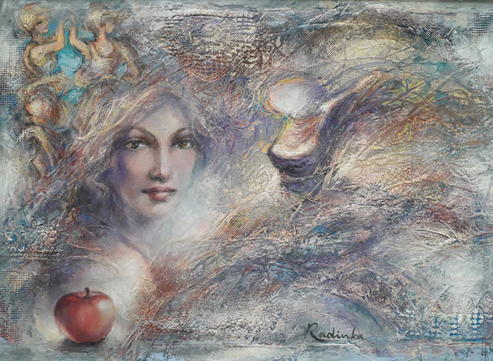 Malerei mit dem Titel "nike godess" von Radinka Gardinovacki, Original-Kunstwerk, Öl