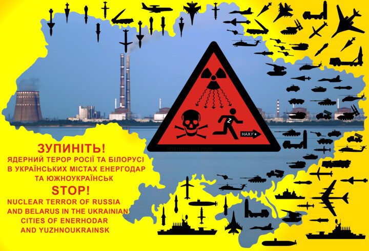 「Threat nuclear secu…」というタイトルのデジタルアーツ Art$Artによって, オリジナルのアートワーク, 写真モンタージュ