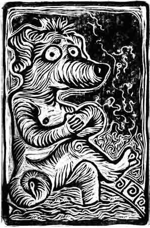 Tekening getiteld "green dog" door Gregory Radionov, Origineel Kunstwerk
