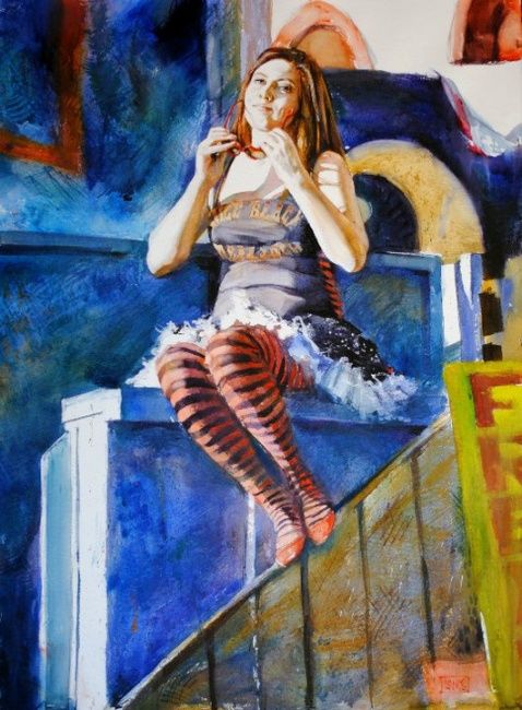 Painting titled "street showgirl" by Gregory Radionov, Original Artwork