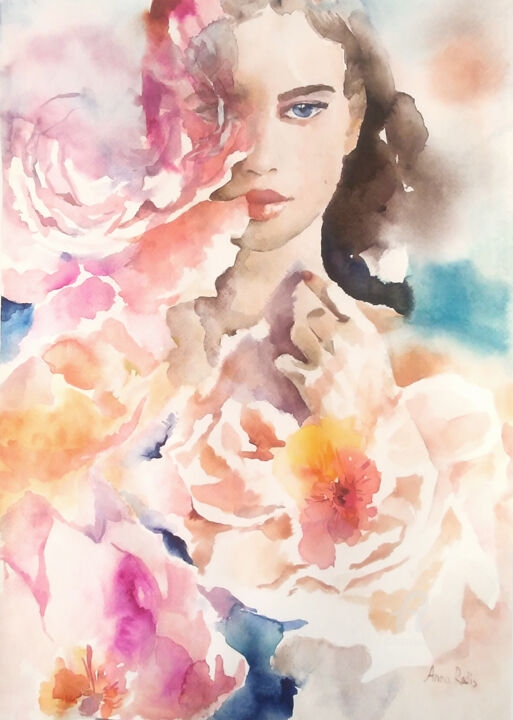 Peinture intitulée "Softness" par Anna Radis (Anna Radis Art), Œuvre d'art originale, Aquarelle