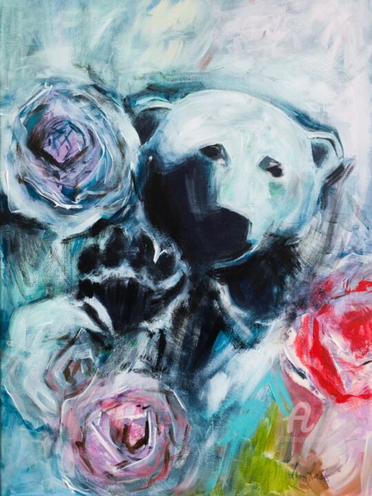 Peinture intitulée "Polar bear" par Anna Radis (Anna Radis Art), Œuvre d'art originale, Acrylique
