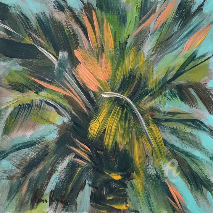 Painting titled "The palm" by Anna Radis (Anna Radis Art), Original Artwork, Acrylic