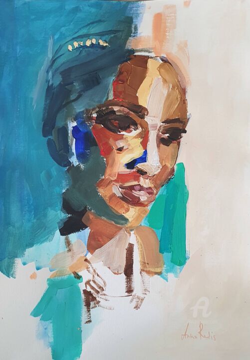 Painting titled "African woman" by Anna Radis (Anna Radis Art), Original Artwork, Acrylic