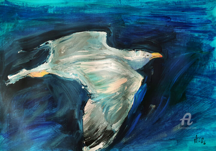 Malarstwo zatytułowany „Seagull” autorstwa Anna Radis (Anna Radis Art), Oryginalna praca, Akryl