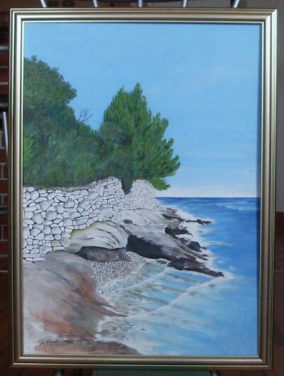 Painting titled "By the sea" by Radomir Goldoni, Original Artwork, Oil