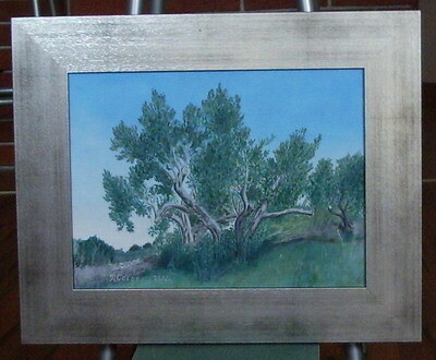 Painting titled "Olive tree in wildn…" by Radomir Goldoni, Original Artwork, Oil