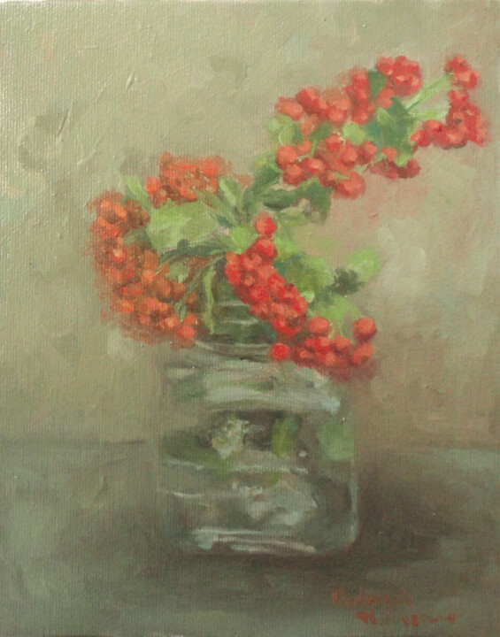 Ζωγραφική με τίτλο "Red Fruits in jar" από Radosveta Zhelyazkova, Αυθεντικά έργα τέχνης, Λάδι