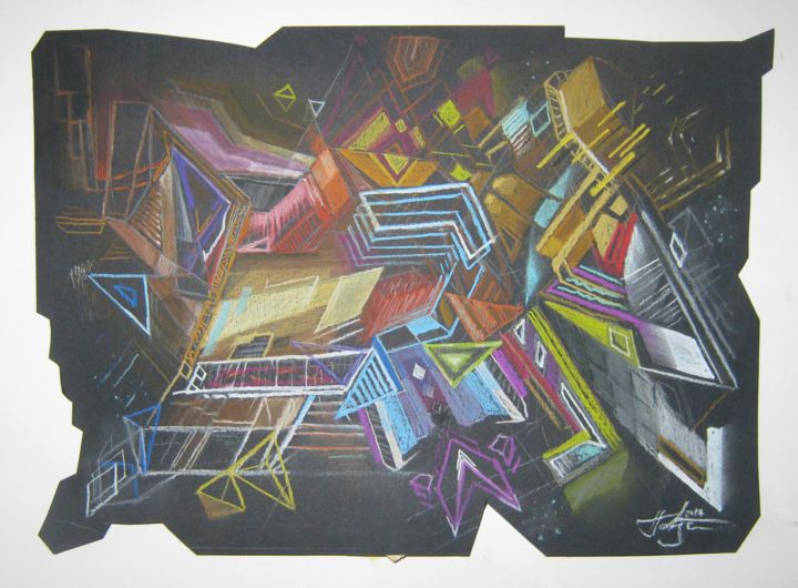 Drawing titled "Abstract B brown" by Predrag Radovanovic, Original Art, Pastel