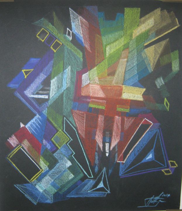 Drawing titled "Abstract B no name 2" by Predrag Radovanovic, Original Artwork, Pastel