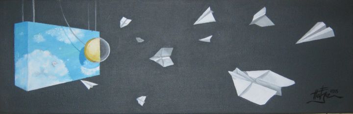 Peinture intitulée "Airplanes 1" par Predrag Radovanovic, Œuvre d'art originale, Huile