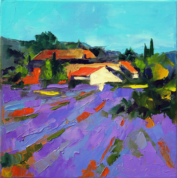Painting titled "Abstract Lavender f…" by Radu Focsa, Original Artwork, Oil