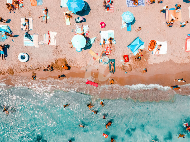 Photography titled "Beach Umbrellas Pri…" by Radu Bercan, Original Artwork, Digital Photography