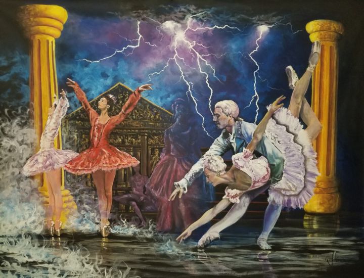 Schilderij getiteld "ballet-dream.jpg" door Rafael Flórez, Origineel Kunstwerk, Olie
