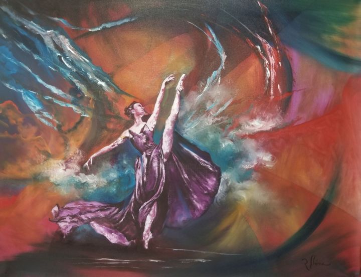 Painting titled "bailarina-expresion…" by Rafael Flórez, Original Artwork, Oil