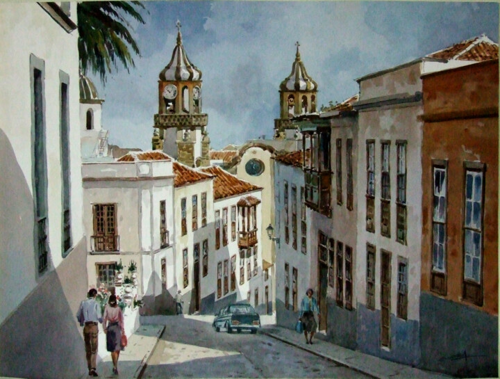 Pintura titulada ""La Orotava, Teneri…" por Rafael Gurrea Sánchez, Obra de arte original, Acuarela