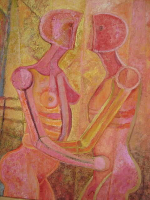 Картина под названием "Pareja" - Rafael Mazon, Подлинное произведение искусства, Масло
