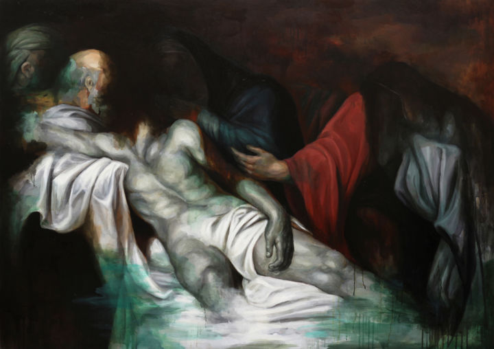 绘画 标题为“La muerte de la aut…” 由Rafael Pascuale Zamora, 原创艺术品, 油