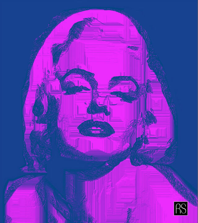 Digital Arts titled "Marilyn in Pink" by Rafael Salazar, Original Artwork, Digital Painting