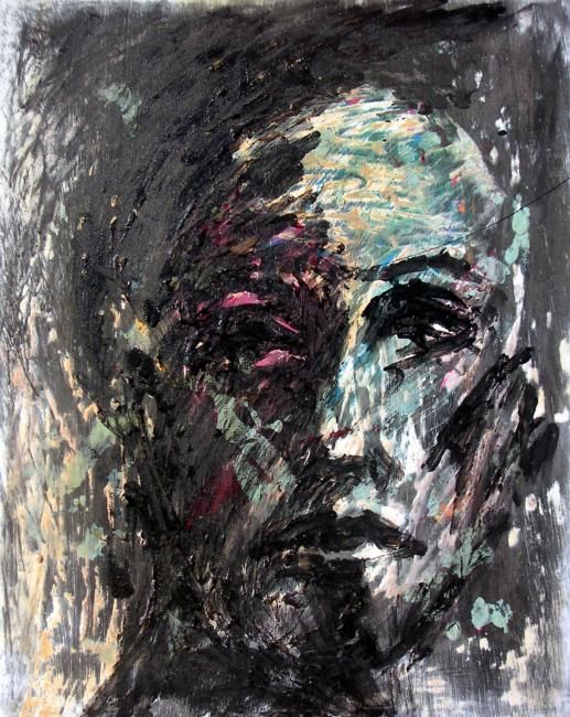 Peinture intitulée "tête bleue" par Rafa L, Œuvre d'art originale, Huile