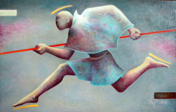 Peinture intitulée "running-125x80.jpg" par Rafail Aliyev, Œuvre d'art originale, Huile