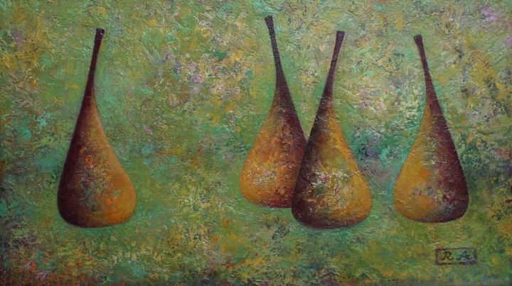 Peinture intitulée "pears-52x30.jpg" par Rafail Aliyev, Œuvre d'art originale, Huile