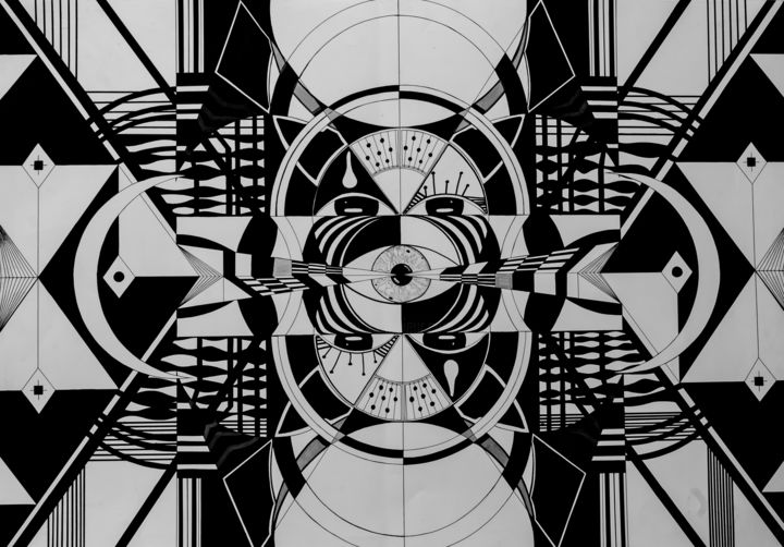 Dessin intitulée "Circle Eyes" par Raffaele Ruggiero, Œuvre d'art originale