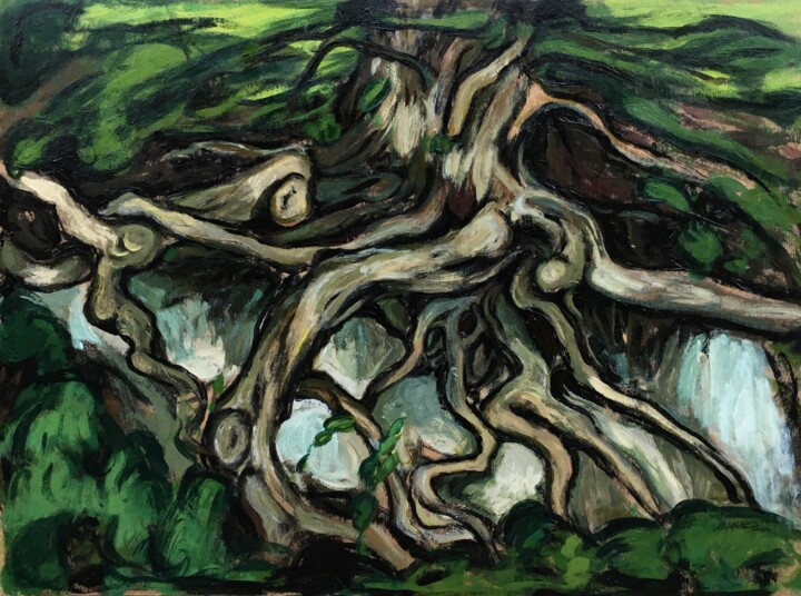 Schilderij getiteld ""Protruding roots''" door Raffi Ghazaryan, Origineel Kunstwerk, Acryl