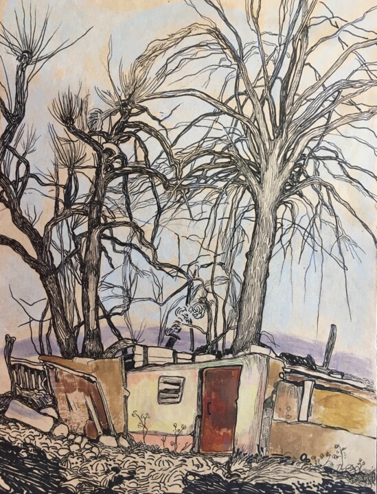 Schilderij getiteld ""Rural landscape''" door Raffi Ghazaryan, Origineel Kunstwerk, Gelpen