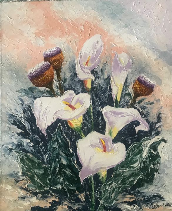 Картина под названием "Callas (50x60cm, oi…" - Raffik Qeshishyan, Подлинное произведение искусства, Масло Установлен на Подр…