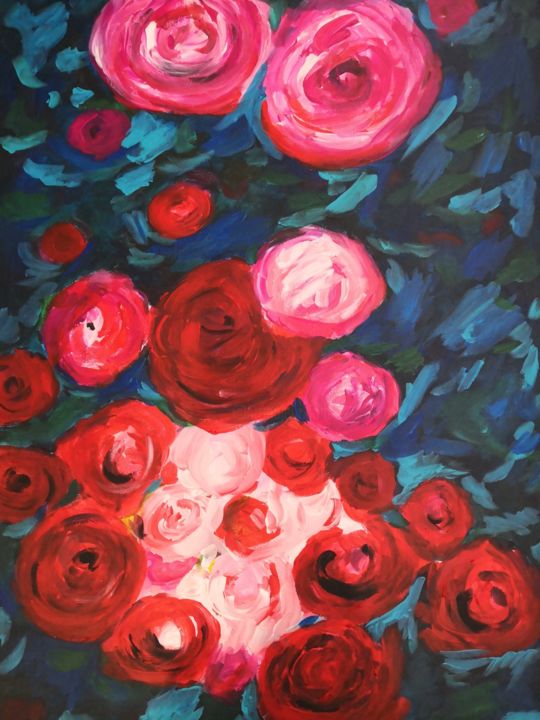 Malerei mit dem Titel "Acryl Kunst Blumen" von Rafiart, Original-Kunstwerk, Acryl