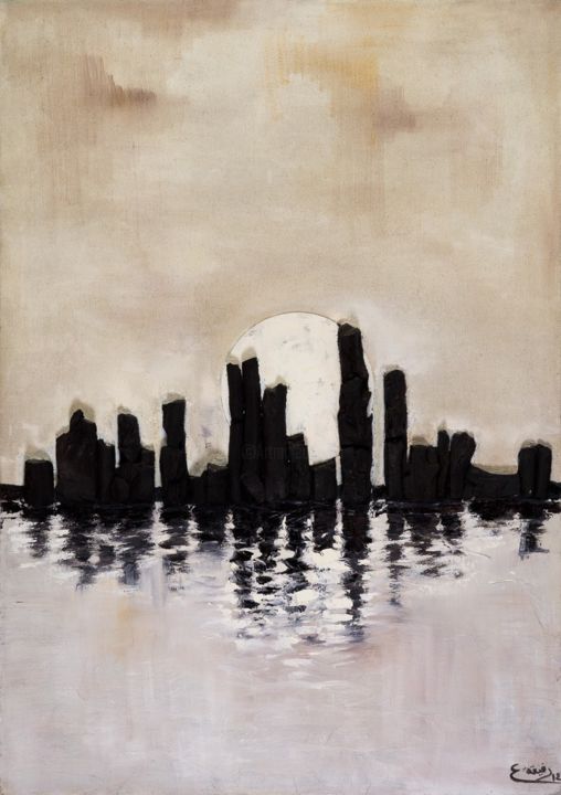 Peinture intitulée "Paysage urbain" par Rafikaazzaoui, Œuvre d'art originale, Huile