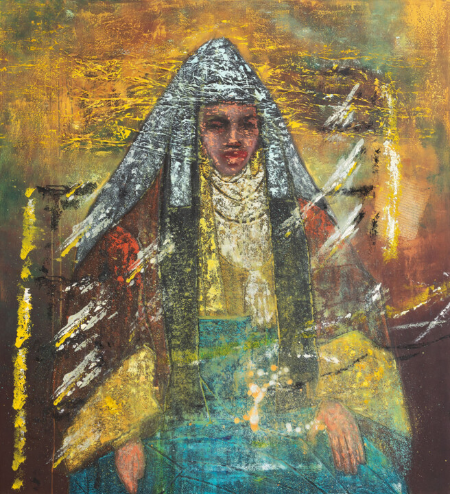 Painting titled "femme" by Rafikaazzaoui, Original Artwork, Collages