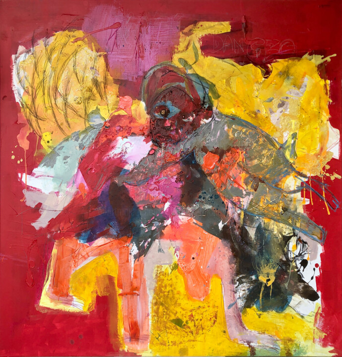 Painting titled "Sans titre 2" by Rafiy Okefolahan, Original Artwork, Acrylic Mounted on Wood Stretcher frame