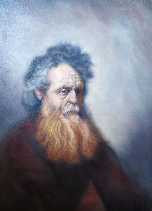 Drawing titled "old man" by Rafy Rafeghvand, Original Artwork, Oil