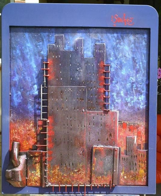 Peinture intitulée "Métal-ville" par Ragajule, Œuvre d'art originale